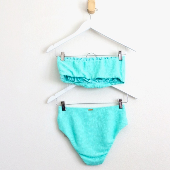 NEW! Kenny Flowers THE ARUBA LUXE CRINKLE Bandeau Bikini Top & Bottom Set M, L - Picture 6 of 9